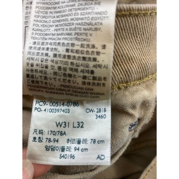 Levi's Men's 31x32 514 Straight Fit Beige Chino Khaki Jeans - Picture 4 of 14